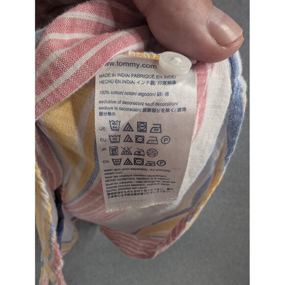 Tommy Hilfiger Shirt Womens XL Multicolor Striped Short Sleeve Summer Button Up - Picture 8 of 8